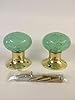 Chattels Beautiful Pair of Large Contemporary/Retro Round Mint Green Smooth Bubble Glass Brass Mortice Door Knobs/Handles PL #2