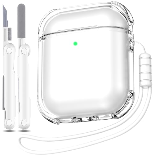 Image of for Airpod Case with Cleaner Kit, Crystal Clear Cover | Highly Transparent Anti-Yellowing TPU,Shockproof,Scratch-Resistant,Travel-Ready Keychain Cover for Work,Gym,Clear white