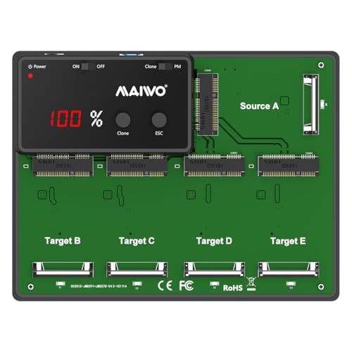MAIWO 5 Bay mSATA SSD Reader Docking Station with Offline Clone, mini SATA to USB 3.0 Adapter Reader 5TB Capacity 12V/3A by MAIWO - Image 9