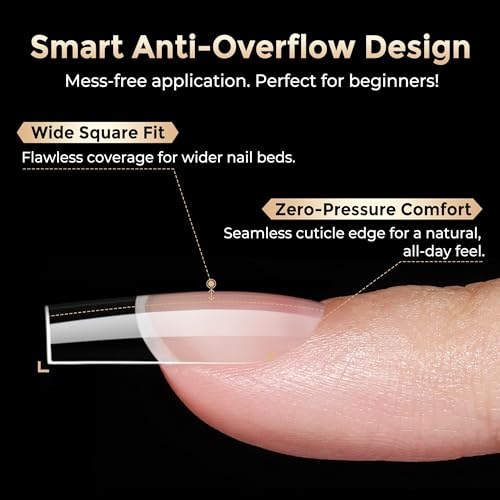 Image of Luckyfairy Medium Square Nail Tips 504Pcs Sharp Square Pre-Shaped