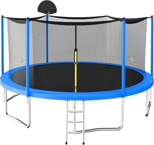 DHHU 12FT Trampoline, Recreational Tranpoline, Outdoor Trampolines with Basketball Hoop ...