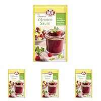 RUF Zitronensäure, zum Gelieren & Konservieren von Konfitüren, als Geschmack-Abrundung für Obst-Salate & Salatsoßen, zum Reinigen & Entkalken, 6 x 5g (Packung mit 4)