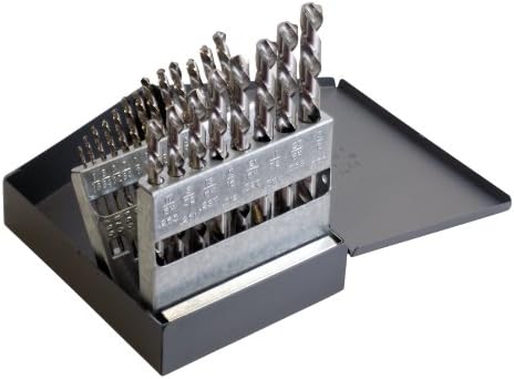 Chicago Latrobe 150L Left-Hand (Reverse) Flute High-Speed Steel Jobber Length Drill Bit Set, Uncoated, 118 Degree Conventional Point, 21-Piece