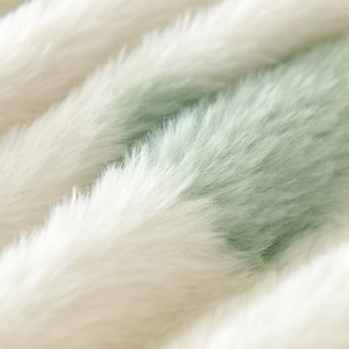 Sacebeleu Winter Bettwäsche 155x220 Plüsch Langhaar Flauschig Flanell Biber Bettbezug Grün Weiß Herzen Winterbettwäsche Warme Bettbezug und… – Ansicht 5