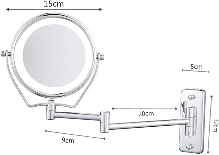 Miniatura 7 de Espejo de maquillaje, espejos de tocador, espejo cosmético de 6 pulgadas con luz LED plegable telescópico espejo de tocador de doble cara montado en