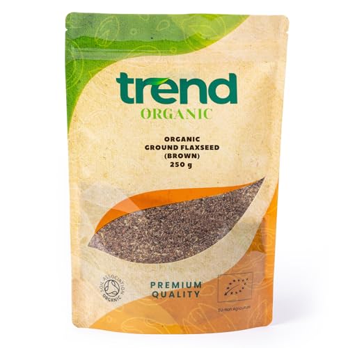 Trend Organic Ground Flaxseed (Brown) 250g-Milled Linseed Seeds High in Protein Rich in Fibre and Omega-3s Certified Organic Vegan GMO-Free No Additives No Preservatives Raw