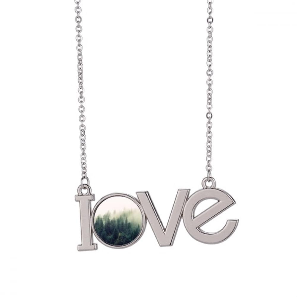 Collier pendentif brouillard et foresterie M en finition raffinée