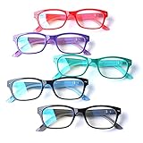 COJWIS 5 Paar Lesebrille Blaulichtfilter Brille Leichte Scharnier Mode Distanz Brille für Damen Herren(5 Farbe Mischen,2.50