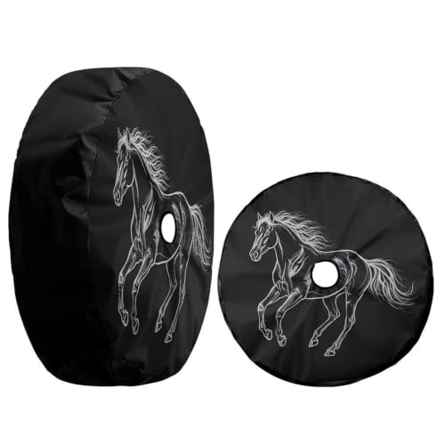 Image of Delerain Spare Tire Cover with Backup Camera Hole Horse Line Wheel Covers Waterproof Dust-Proof UV Sun Universal Fit for RV Trailer RV SUV Truck (17 Inch for Diameter 31 inch-33 inch)