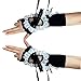 Oxtxuzdm Lolitas Crinkled Hollow Out Gloves Satins Lace Ribbon Adjustable Wrist Sleeves, for Women Party Fashion