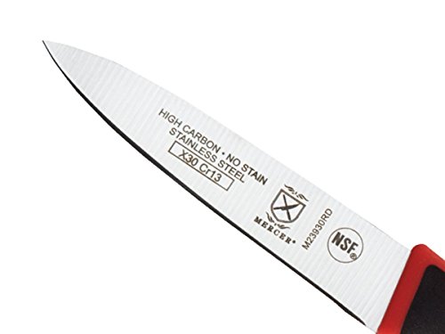 Image of Mercer Culinary Millennia Color Handle Cutlery 3 inch Slim Paring Knife Red
