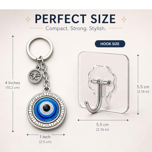 Image of AutokraftZ Evil Eye Keychain for Bike Car and Home Keys with ππ±π΅π²ππΆππ² ππΌπΌπΈ | Good Luck Protection Charm Key Ring | Stylish Evil Eye Key Chain for Positivity | Gifting & Decorative Purpose