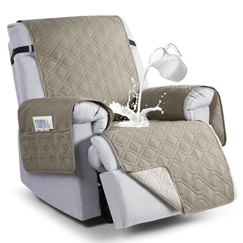 Image of VANSOFY 100% Waterproof Recliner Chair Covers, Recliner Cover Non-Slip Dog Chair Cover Furniture Protector Washable Slipcover with Pocket, Elastic Straps for Pets, Dogs(Khaki, 20 inch)