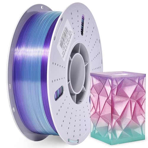 Image of PINBALL PETG Rainbow 3D Printer Filament 1.75mm, Multicolor Translucent PETG Filament, Accuracy + /- 0.02 mm, 1kg Spool (2.2lbs), Liuli red