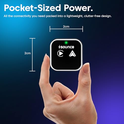 Image of Sounce Wireless 2-in-1 Apple CarPlay & Android Auto Adapter: Convert Wired to Wireless with Zero Latency Connection, Mini Design, Universal Compatibility for 1000+ Cars USB-C & Type-C Black and Silver