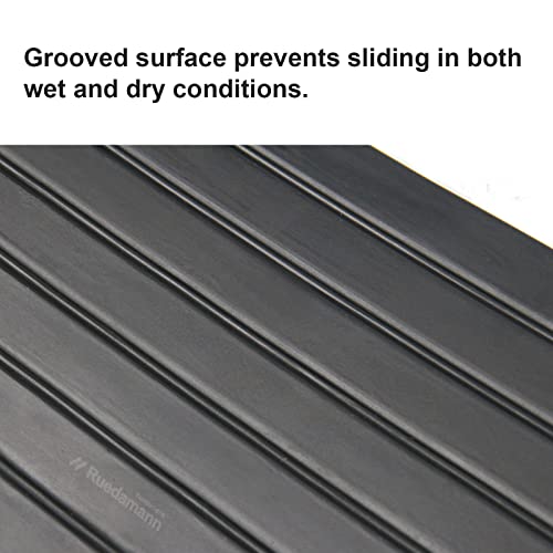Ruedamann Threshold Ramp, Durable Solid Rubber With 2200Lbs Load Capacity, Non-Skid And Anti-Slip Surface, Wheelchair Ramp For Doorways And Bathroom (1 Inch Rise) #TOP5