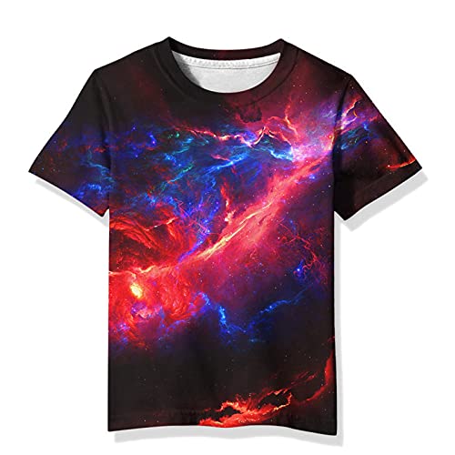 Image of Linnhoy Kids 3D Print Fashion Graphic T-Shirts for Boys Girls 6-16 Years | Unisex Colorful Short Sleeve, Crewneck, Breathable Fabric, Suitable for Daily Sport Festival Wear