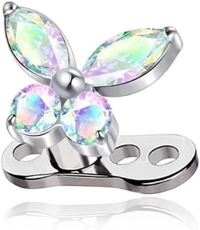 14G Butterfly Dermal Anchor Top and Base for Women, Surgical Steel Microdermal Dermal Piercings Surface Skin Piercing Stud Body Piercing Jewelry