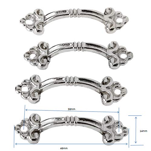 Dophee 12Pcs Antique Brass Decorative Handle Pull Knob For Mini Jewelry Box Drawer Cabinet Kitchen Cupboard - 1.89"X0.55" #TOP1