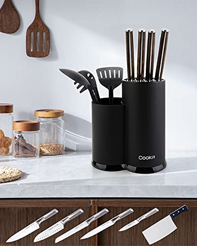 Knife Block, Cookit Kitchen Universal Knife Holder Without Knives, Detachable Knife Storage With Scissors Slot, Space Saver Multi-Function Knife Utensil Organizer #TOP3