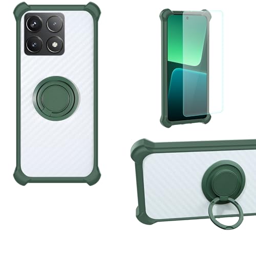 jioeuinly Case Compatible for Poco F6 Pro Phone Case Cover PC backplane + Silicone Soft Frame Cover [360 Metal Ring, Magnetic Car Mount] CSKB-LV