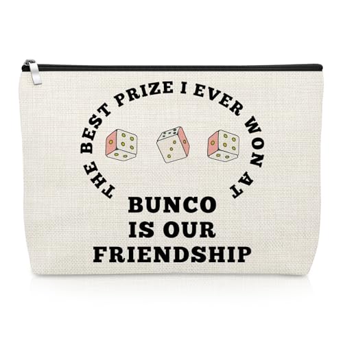 Gevody Funny Bunco Makeup Bag for Bunco Game Night Lovers Gambling Lover Gifts Cosmetic Bag Dice Game Gifts for Sister Best Friend Player Christmas Birthday Present Zipper Pouch for Graduation