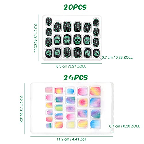 tao pipe Kinder Nägel, 108 Stück Selbstklebende Fingernägel zum Aufkleben Kunstnägel Fake Nails zum Aufkleben Nagelset… – Bild 6