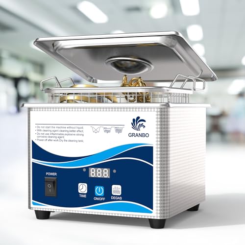 Limpiador ultrasónico Granbo de 1,3 l con temporizador digital y desgasificación de 40 kHz 110V