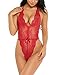 Avidlove Women Lingerie V Neck Lace Teddy Backless Sleepwear Pajamas Nightwear Red
