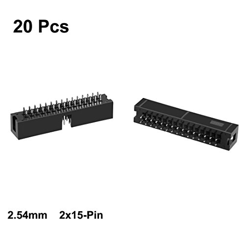 uxcell 20Pcs 2.54mm Pitch 2x15-Pin Double Row Straight Box Header Connector miniatura 2