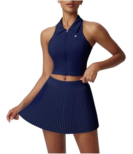 Image of AFZ Pleated Tennis Outfits Woman Polo Athletic Dresses Golf Clothes Athleisure Sets with Shorts