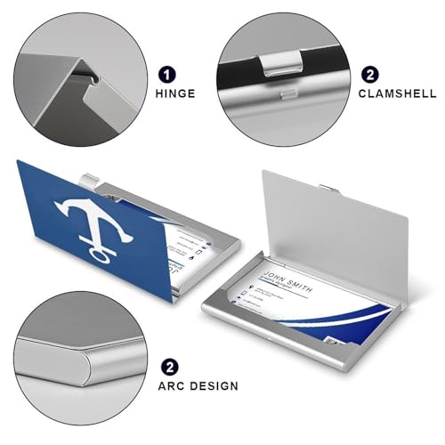 Slim Business Card Holder Case Nautical White Anchor Pattern Print Business Card Holders Pocket Purse Metal ID Cases for Men Women4