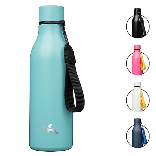 Image of Konokyo Insulated Water Bottle with Strap,18 oz Double Wall Stainless Steel Vacuum Bottles Metal Water Flask,Turquoise