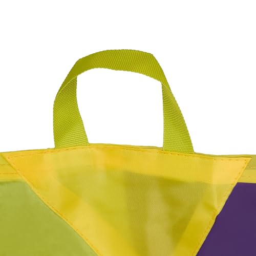 Relaxdays Schwungtuch Kinder, Ø 2 m, 8 Griffe, Schwingtuch, Regenbogen Tuch, draußen, Garten, Fallschirm Spiel, bunt