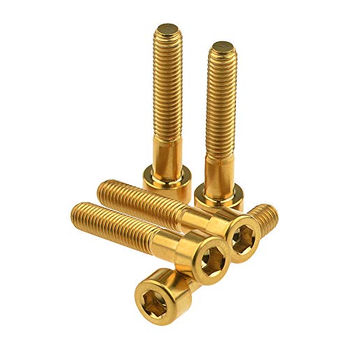 Wanyifa Titanium Ti M6x35mm Bolts Allen Head for Bicycle Headset Screws Pack of 5 (Gold)