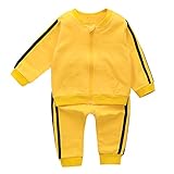 iixpin Baby Mädchen Jungen Bekleidungsset Jogginganzug Sportanzug Baumwolle Jacke Sweatjacke Pullover mit Sporthose Kleinkind Freizeit Frühling Herbst Outfits Gelb 86-92/18-24 Monate