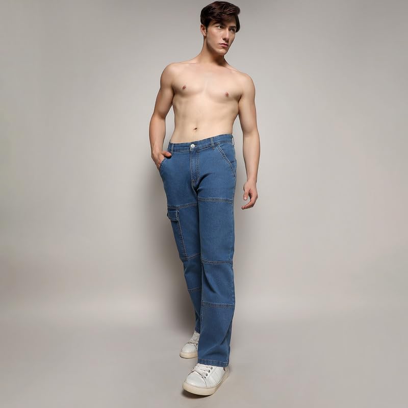 Image of CAHOOT Men's Denim Jeans for Casual Wear | Medium-Wash | Regular Fit | 5 Pockets | Button Closure | Denim Jeans Crafted with Comfort Fit for Casual Wear
