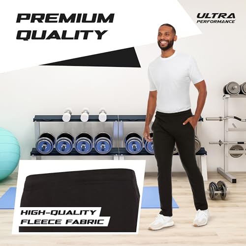 Ultra Performance Calças de moletom masculinas de pernas largas, pacote com 3 calças atléticas abert