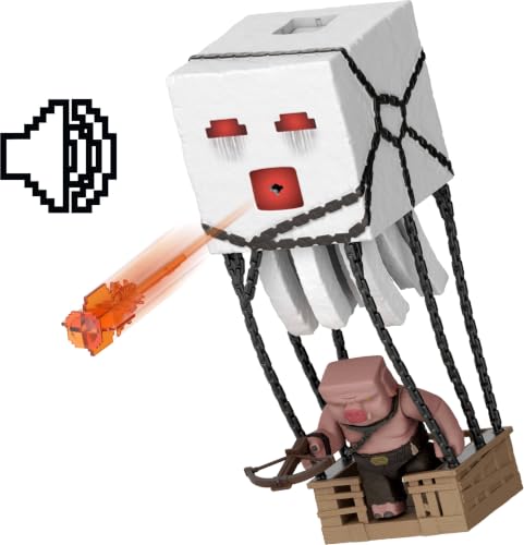 Mattel Minecraft Action Figure Set, Blast Attack Ghast with Lights, Sounds, Launcher & Projectile, Plus Piglin Warrior Inspired by the Movie - image 6