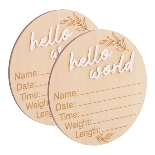 RORPOIR Birth Announcement Board for Newborn Wooden Baby Milestone Cards Name Unique Newborn Sign for Hospital