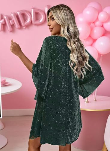 Women's Sparkly Cocktail Dresses for Wedding Guest Flutter Sleeve Loose Chiffon Party Dress (XS-XL) - Image 4
