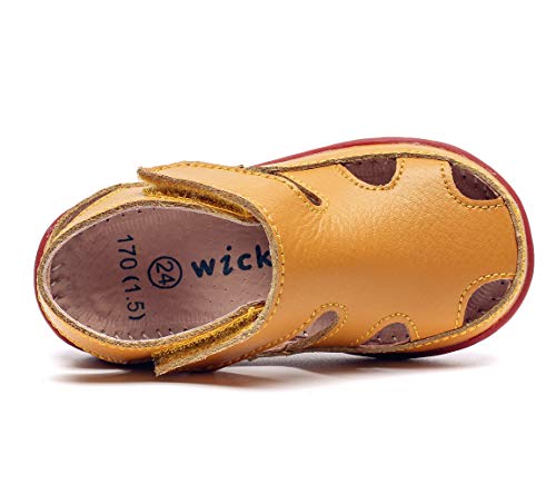 Dadawen Boy's Girl's Leather Soft Closed Toe Outdoor Beach Summer Sport Sandals Water Shoes (Toddler/Little Kid/Big Kid) Yellow Us Size 7 M Toddler #TOP5
