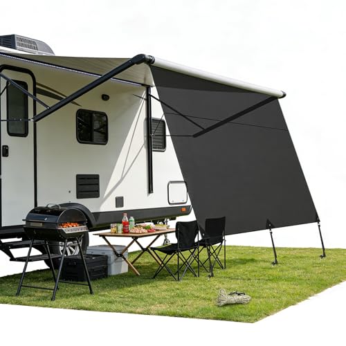 Sonnenschutz für Wohnmobil 2 x 3 3 m Winddurchlässige und Sonnenschutz Markisenvorderwand 3 Keder mit Ø 4 6 und 10 mm Doppellagiges Netzgewebe Sun Blocker Wohnmobil Vorderwand