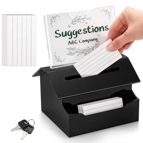 Kingrol Caixa de doação SAFELockable com suporte de sinal e 100 cartões grátis, caixa de sugestões d