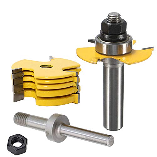 image for Yakamoz 1/2 Inch Shank Adjustable 3 Wing Slot Cutter Router Bit Set wi