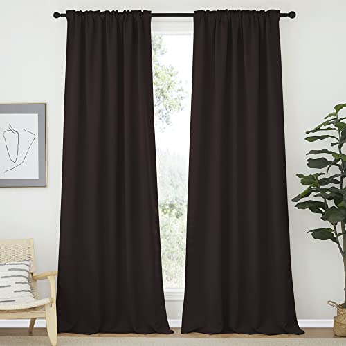 Nicetown Window Curtains Blackout Drapery Panels - (Toffee Brown Color) 52 Inches X 95 Inch, 2 Panels, Blackout Drapes/Curtains For Sliding Glass Door #TOP1