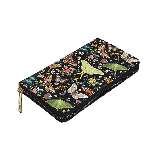 Magic Butterflies Wallet Slim Thin Leather Purse Wallet With Zip Around Clutch Casual Handbag For Phone Key Credit Cards3