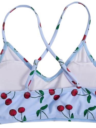 Image of Floerns Girl's 3 Piece Swimsuit Cherry Print Cute Bikini Set with Cover Up Skirt