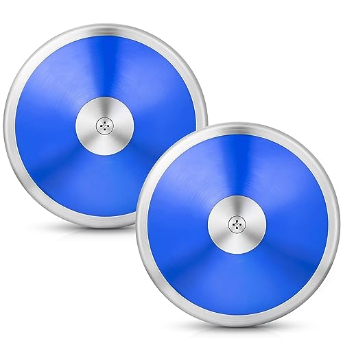 Wettarn 2pcs 1 kg Discus, Man Women Discus Track and Field Discuses Track and Field Equipment (Blue)