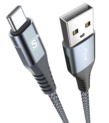 sweguard Cavo USB C [1 Pezzi,2m] Cavo Tipo C di Ricarica Rapida per i phone 15 Plus Pro Max,Samsung Galaxy S23/S22/S21，Sony,Xiaomi,Huawei,Google Pixel e altri dispositivi Android USB-C-grigio